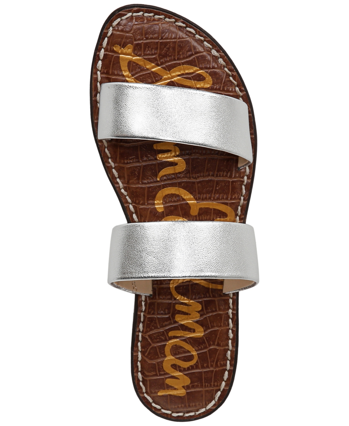 Sam Edelman Gala Slide Sandal In Soft Silver Leather