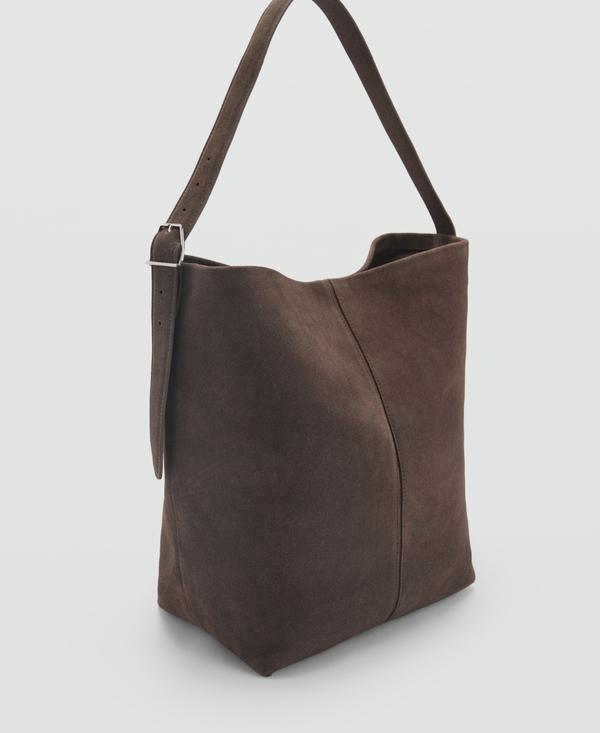 Mango Women's Suede Leather Handbag In Medium Brown