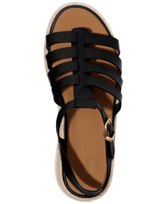 Women's Platform Espadrille Leather Wedge Sandals