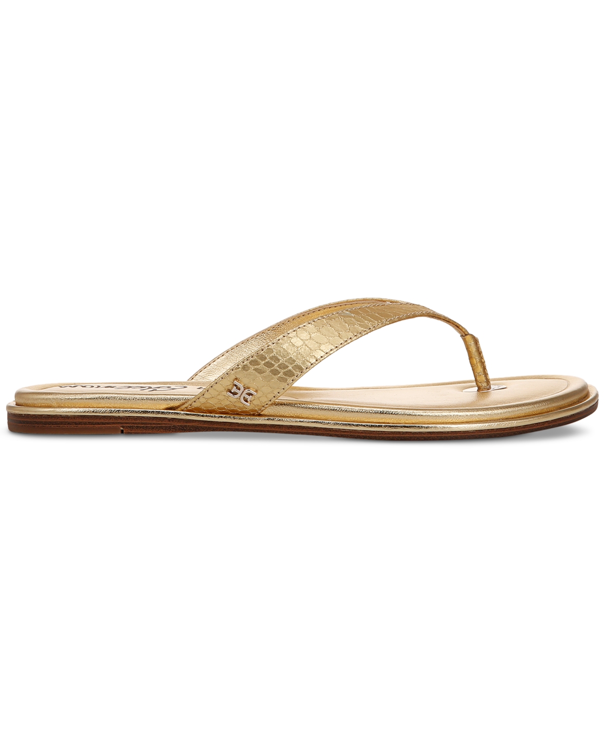 Sam Edelman Remi Flip Flop In Gold Crocco Leather