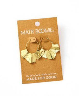 Gold Tone Sayuri Ginkgo Leaf Hoop Earrings