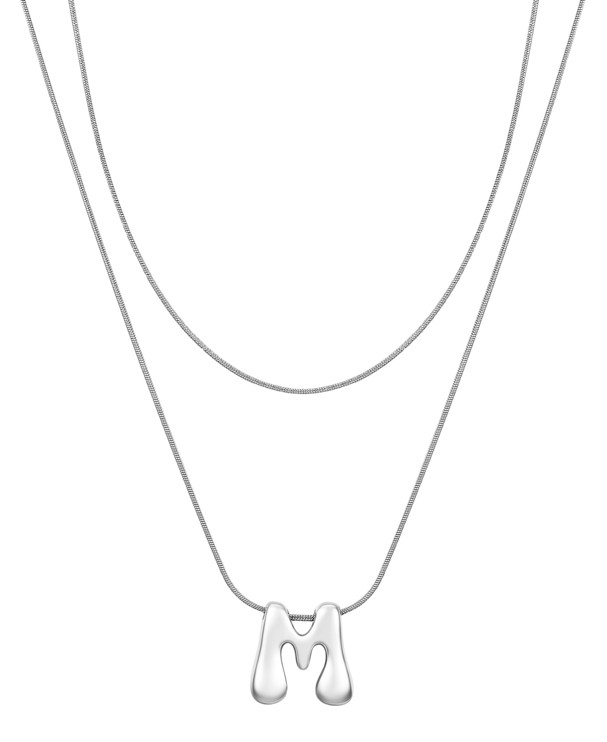 Unwritten X Moda Sport Silver Tone Water Resistant Initial Layered Necklace In Silver M