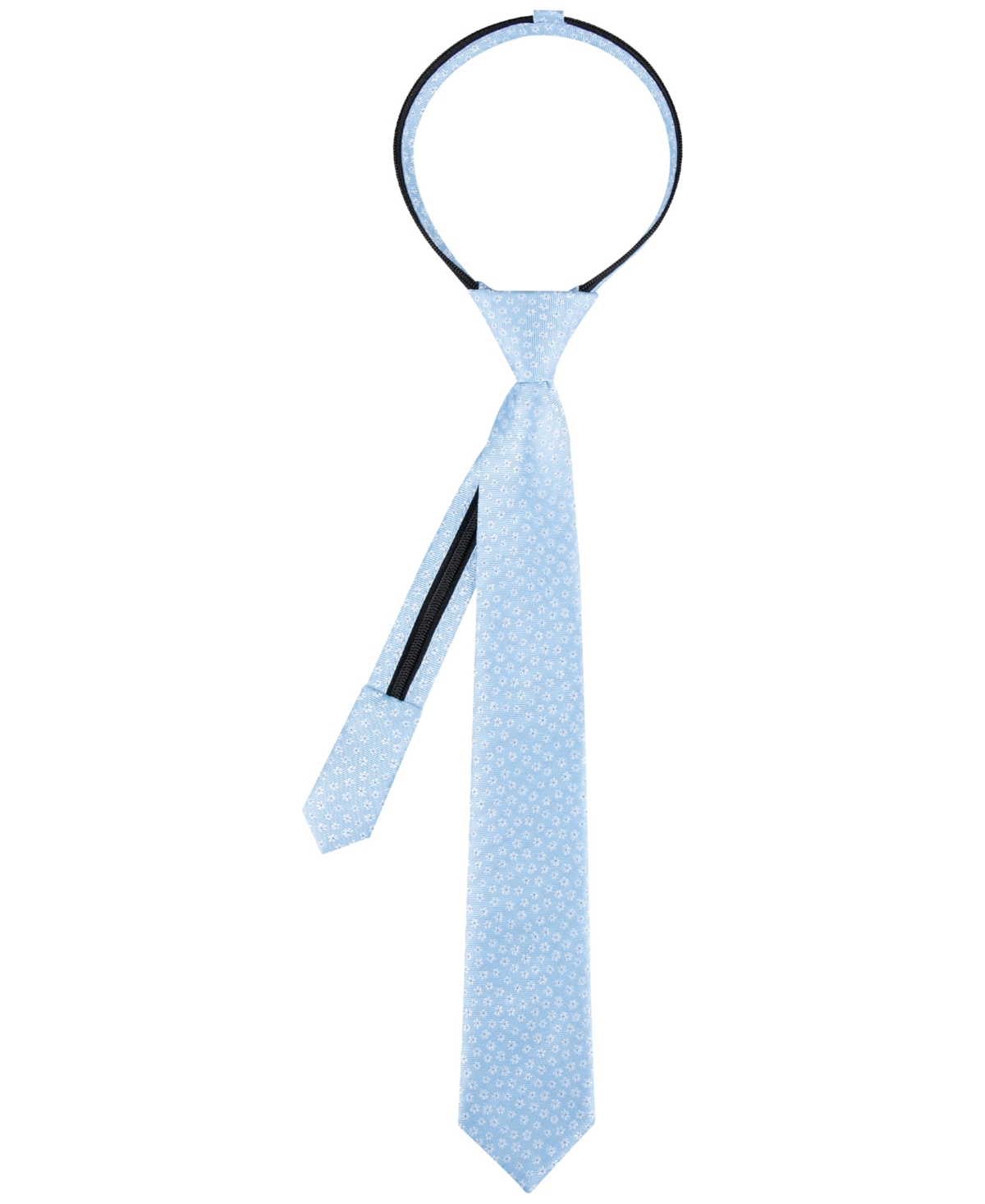 Tommy Hilfiger Boys Textured Solid Pre-tied Zipper Tie In Light Blue
