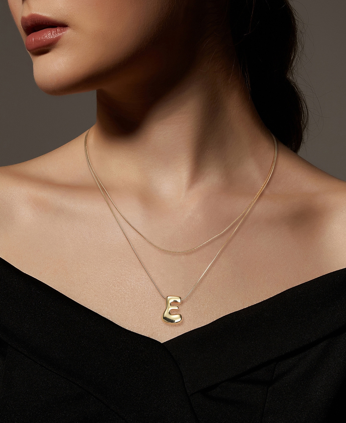 Unwritten X Moda Sport Silver Tone Water Resistant Initial Layered Necklace In Gold E