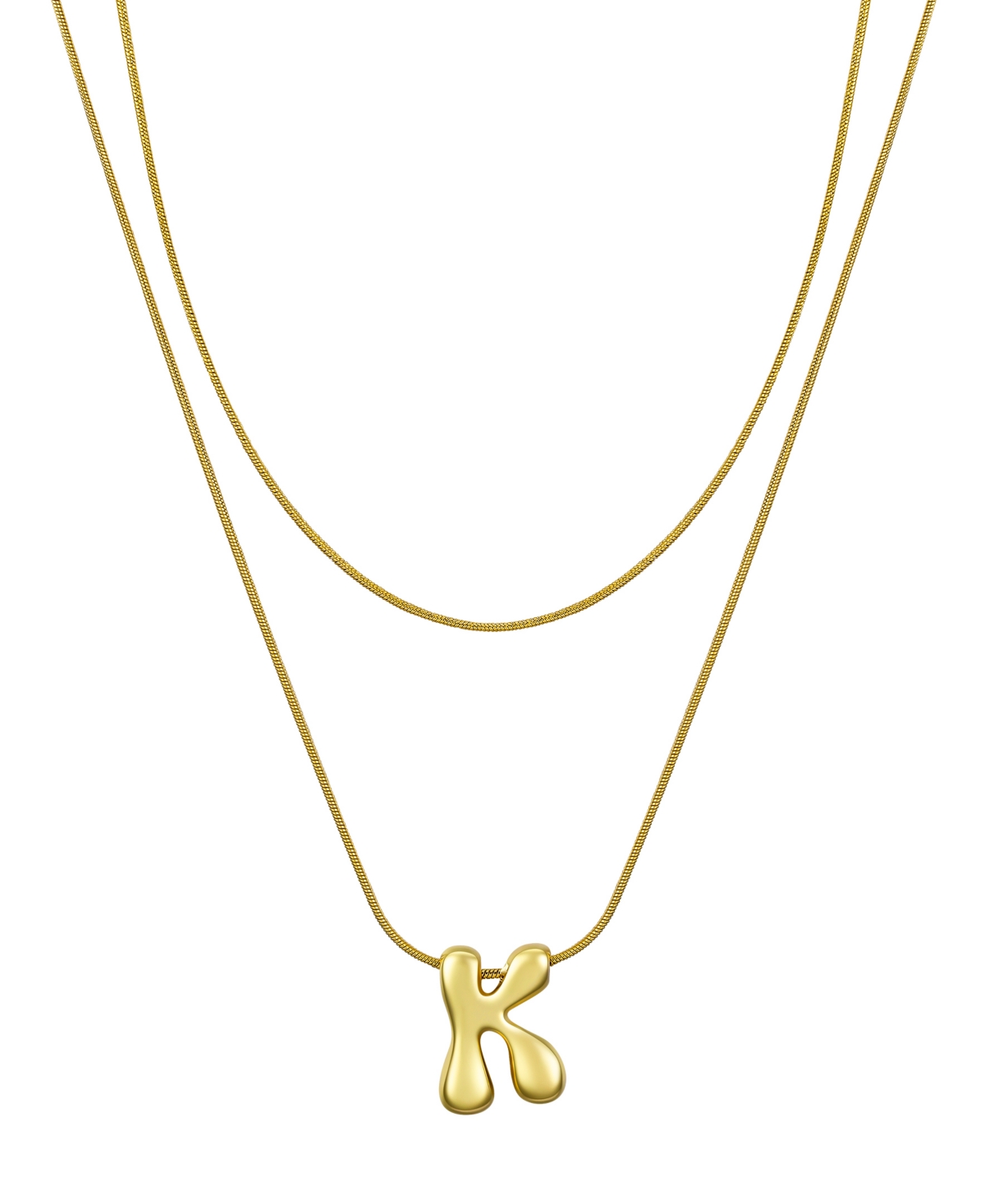 Unwritten X Moda Sport Silver Tone Water Resistant Initial Layered Necklace In Gold K