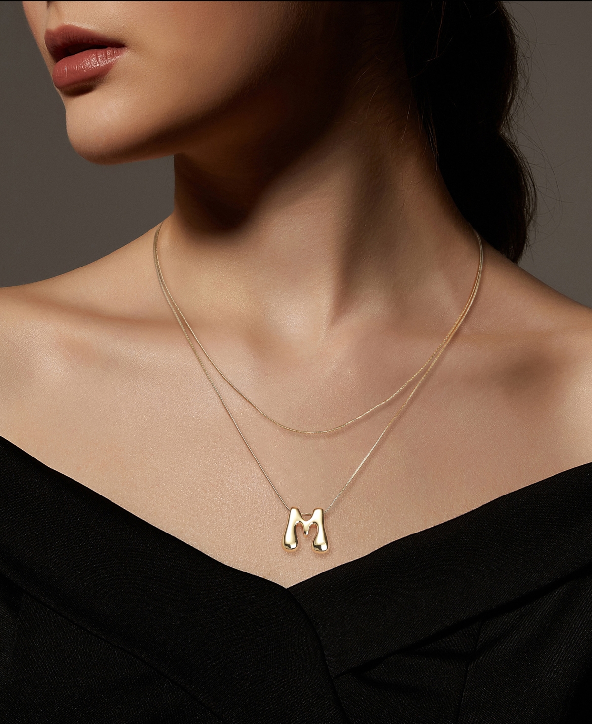 Unwritten X Moda Sport Silver Tone Water Resistant Initial Layered Necklace In Gold M