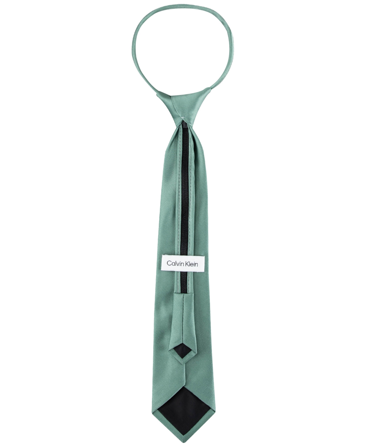 CALVIN KLEIN BOYS SOLID SATIN PRE-TIED ZIPPER TIE 