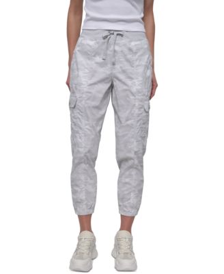 Sport Women's Cotton Ribbed-Waist Jogger Cargo Pants