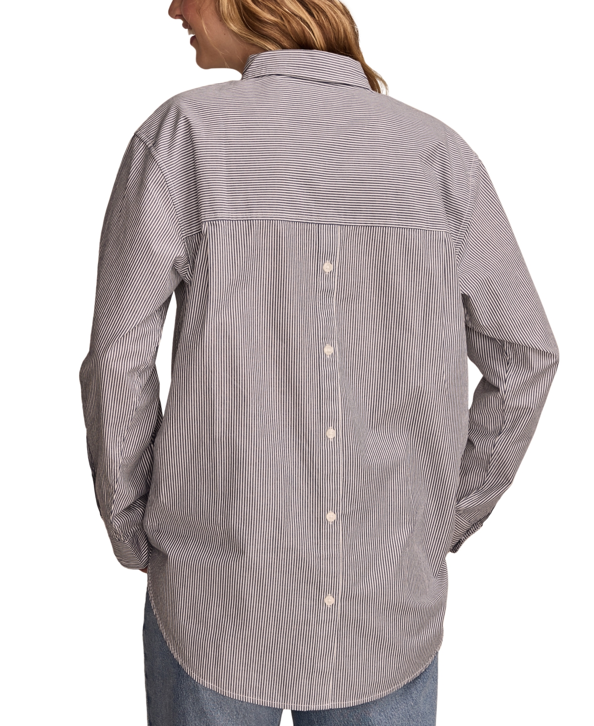 LUCKY BRAND WOMEN'S COTTON POPLIN OVERSIZED BUTTON-BACK SHIRT 