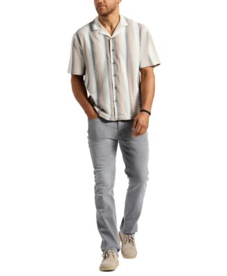 Men's Short Sleeve Striped Button Up Camp Shirt