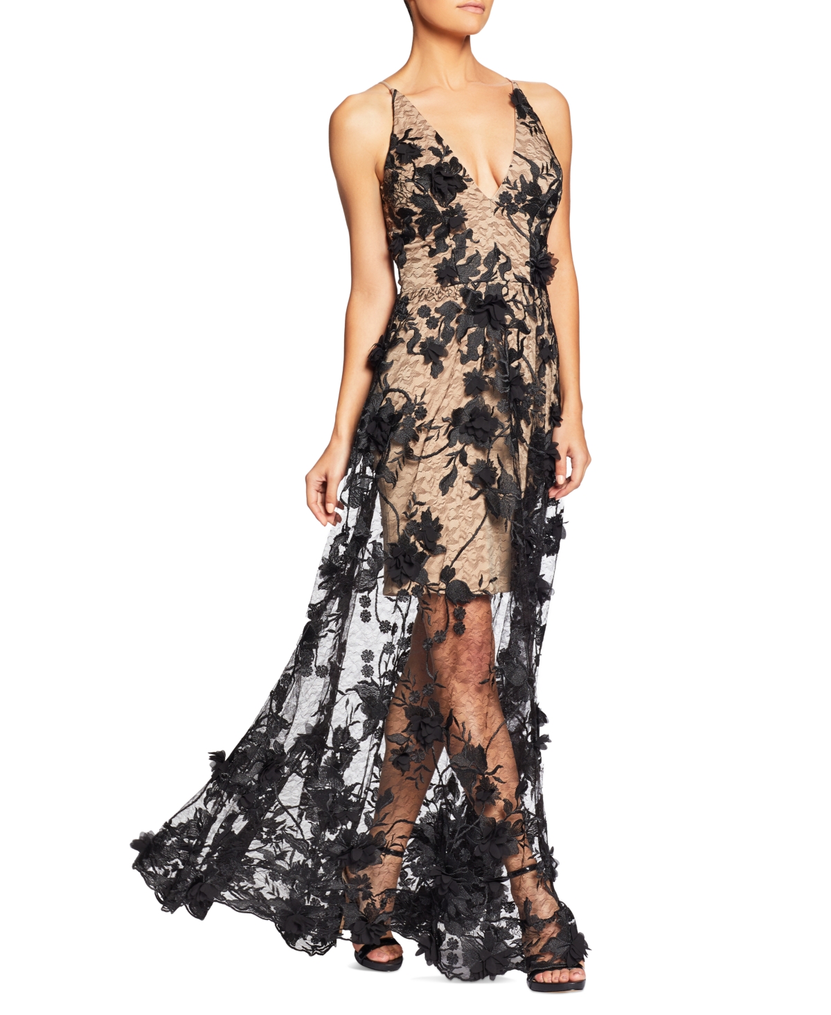 DRESS THE POPULATION WOMEN'S SYDNEY LACE FLORAL-APPLIQUE GOWN 
