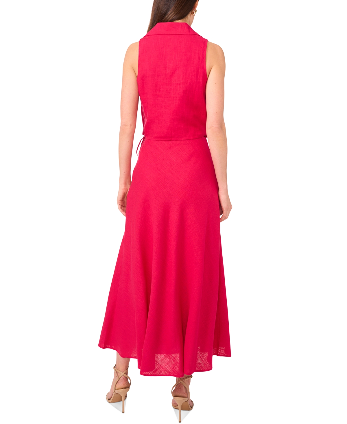 1.state Womens Collared Crossover Cropped Top A Line Maxi Skirt In Magenta