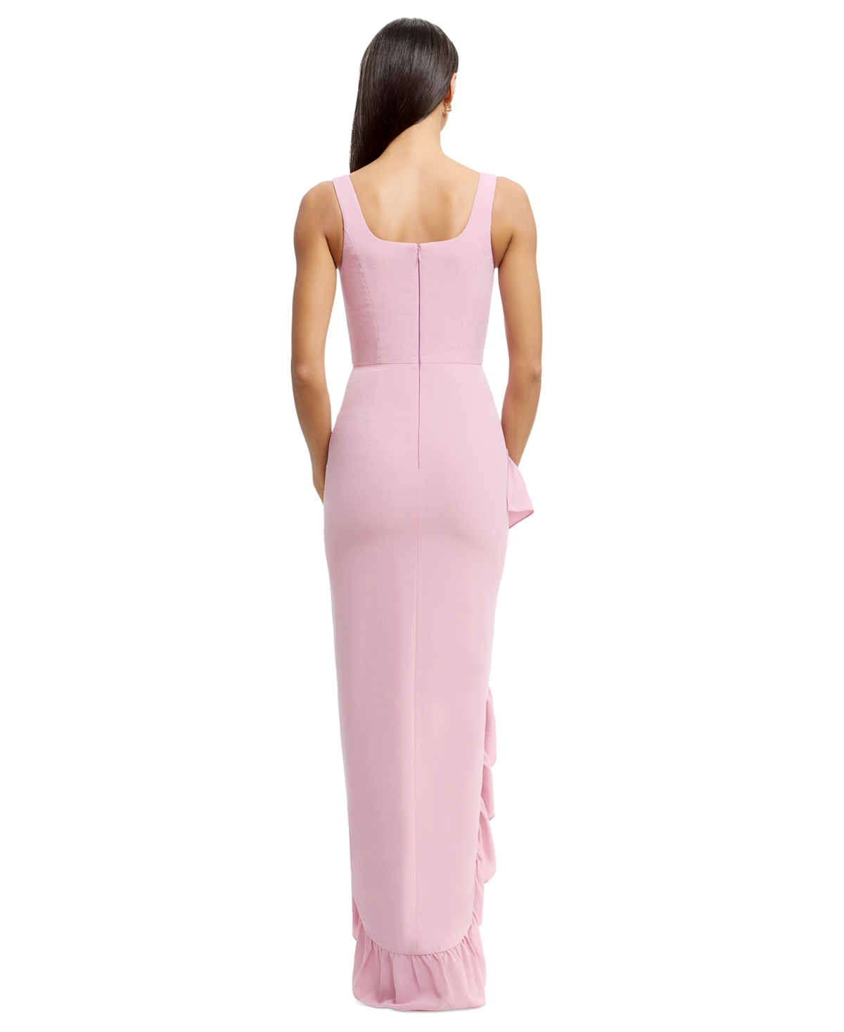 DRESS THE POPULATION WOMEN'S CHARLENE RUFFLED HIGH-LOW GOWN 