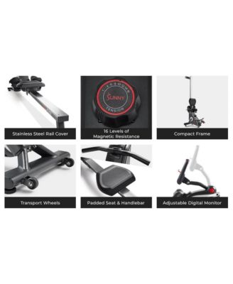 SMART Compact Indoor Magnetic Rowing Machine – Home Use Rower w Stainless Steel Rail Support up to 300 LB - SF-RW523043