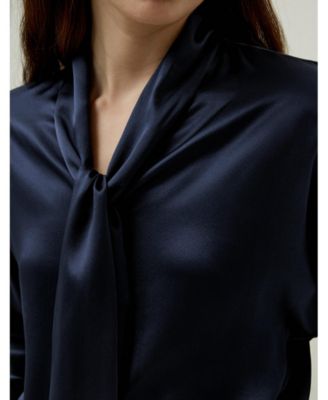 Women's Batwing Silk Top with Adjustable Neck Tie