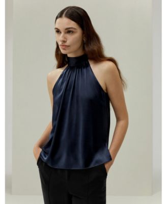 Women's Minimalistic Allure Silk Halter Top