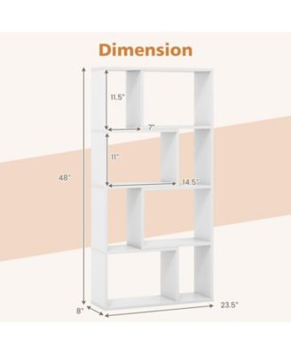 4-Tier Geometric Bookshelf with 8 Open Cubes for Living Room or Bedroom Storage
