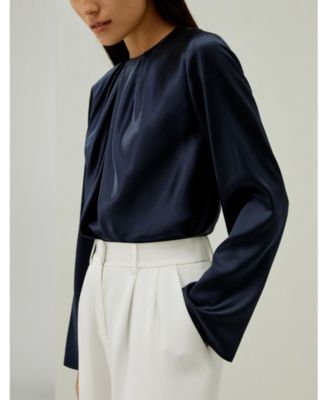 Silk Ruched-Neck Top for Women
