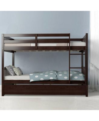 Bunk Bed Platform with Wooden Frame and Ladder for Space-Saving and Easy Access
