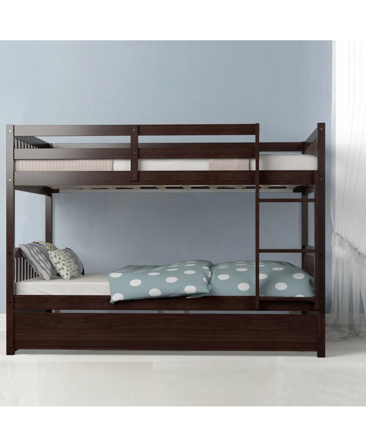 Bunk Bed Platform with Wooden Frame and Ladder for Space-Saving and Easy Access