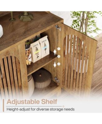 Sideboard Buffet Cabinet, 57" Farmhouse Storage Cabinet with Shutter Doors and Adjustable Shelf, Freestanding Storage Cabinet