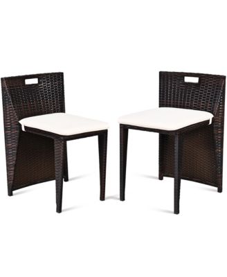 3 PCS Cushioned Wicker Patio Furniture Set Seat Sofa Outdoor No Assembly