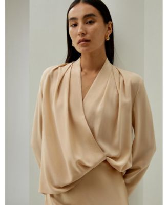 Women's Silk Crepe de Chine Long Sleeve Blouse