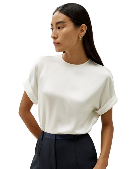 Женский топ LILYSILK Contemporary Oversized Silk, цвет: Натуральный белый
