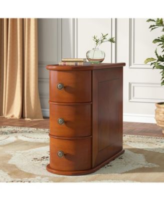 Tribesigns Wood End Table, 3-Drawer Narrow Side Table Slim Chair Solid ...