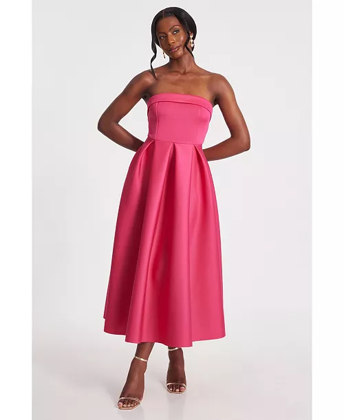 women's scuba foam bandeau skater dress