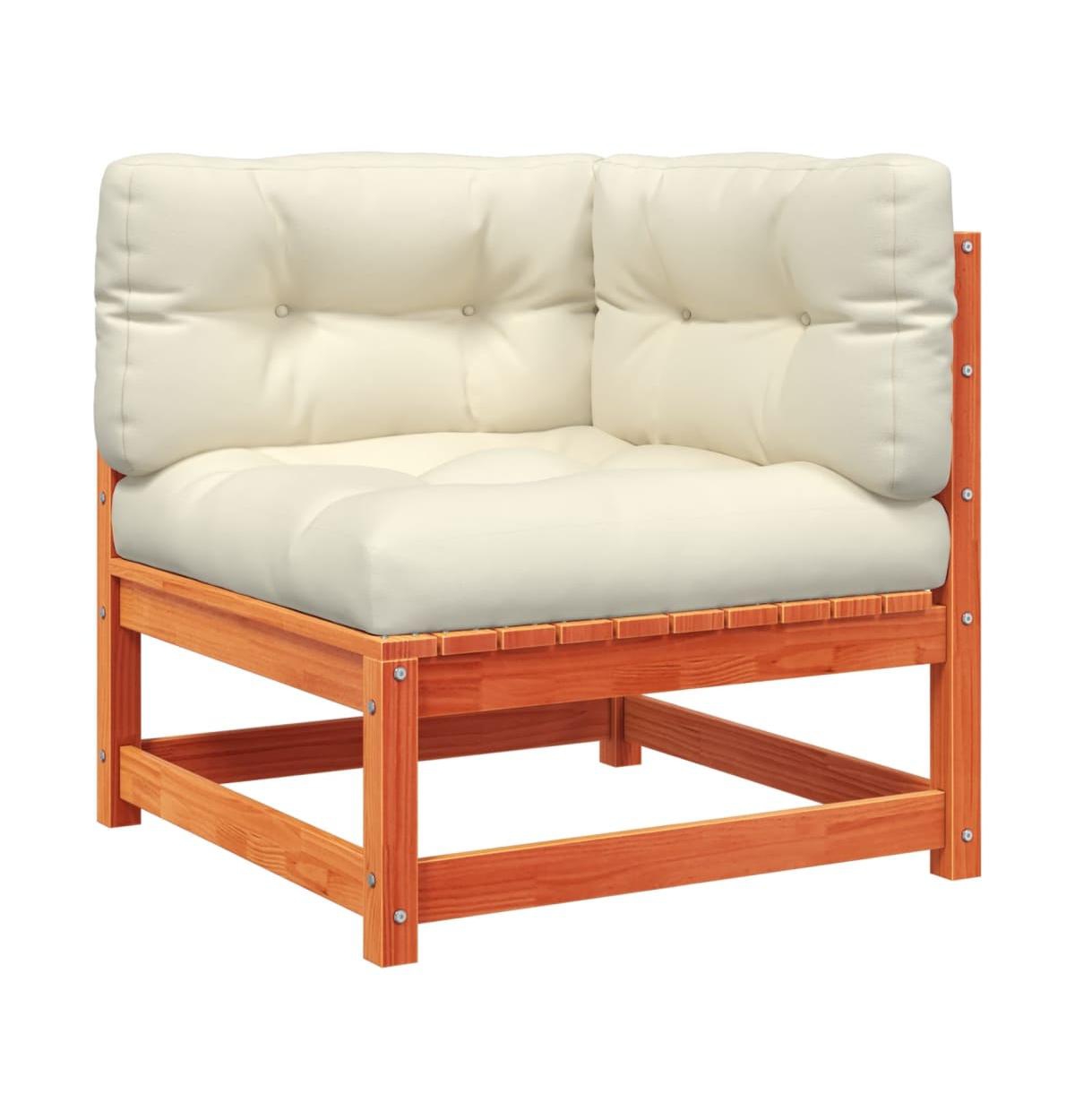 Patio Sofa Corner with Cushions Wax Brown Solid Wood Pine - Brown