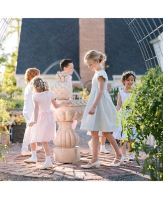 Big Girls Sateen Cap Sleeve Special Occasion Smocked Flower Dress