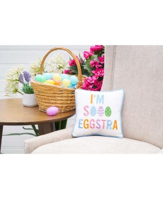 Eggstra Embroidered Small/Petite Spring Easter Themed Accent Pillow, 10" x 10"