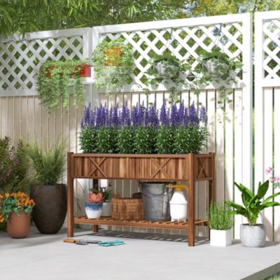 Elevated Wood Garden Bed, 47 x 22 x 31.5in Flower Box,