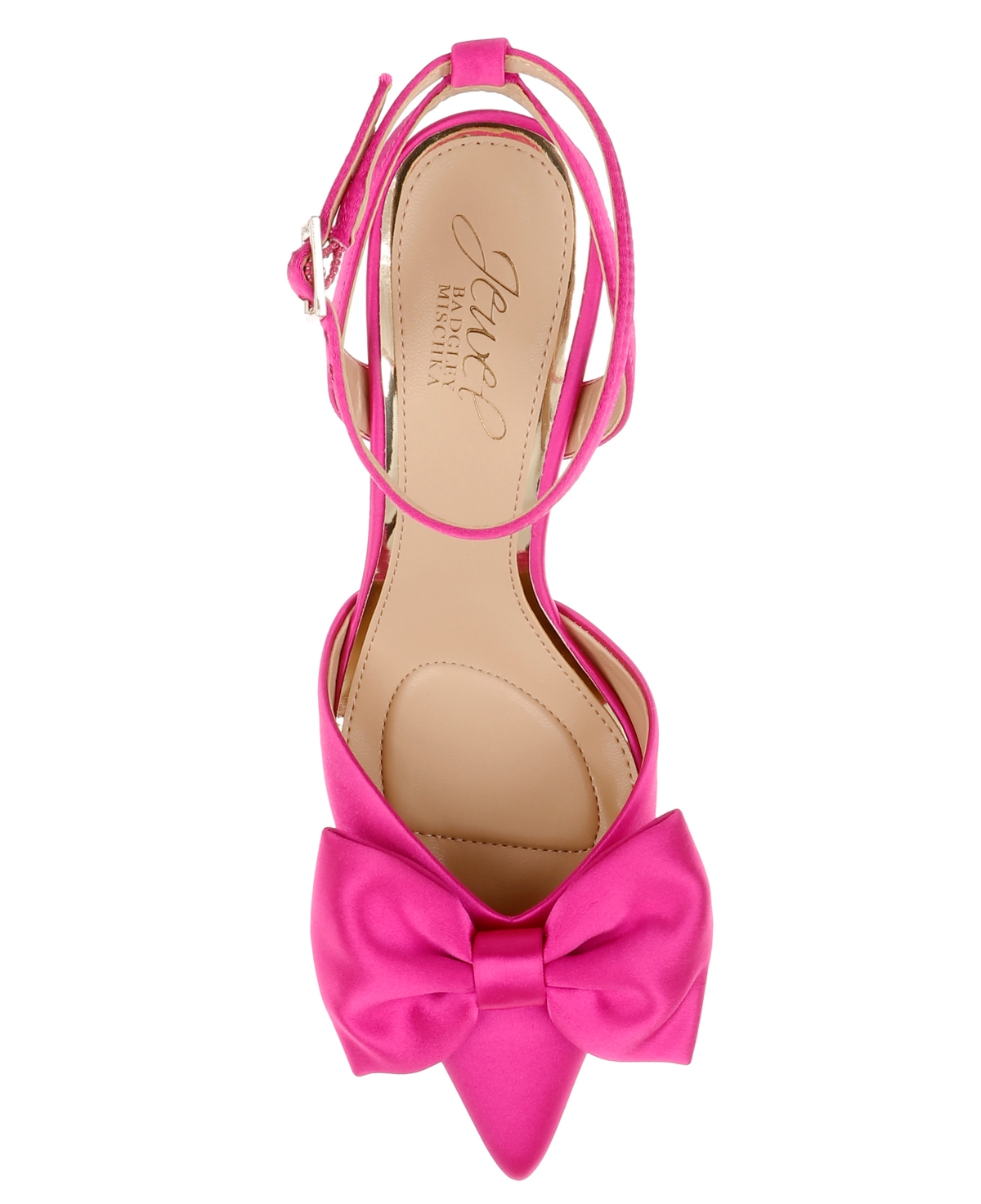 Jewel Badgley Mischka Yanna Pointed Toe Pump In Hot Pink Satin