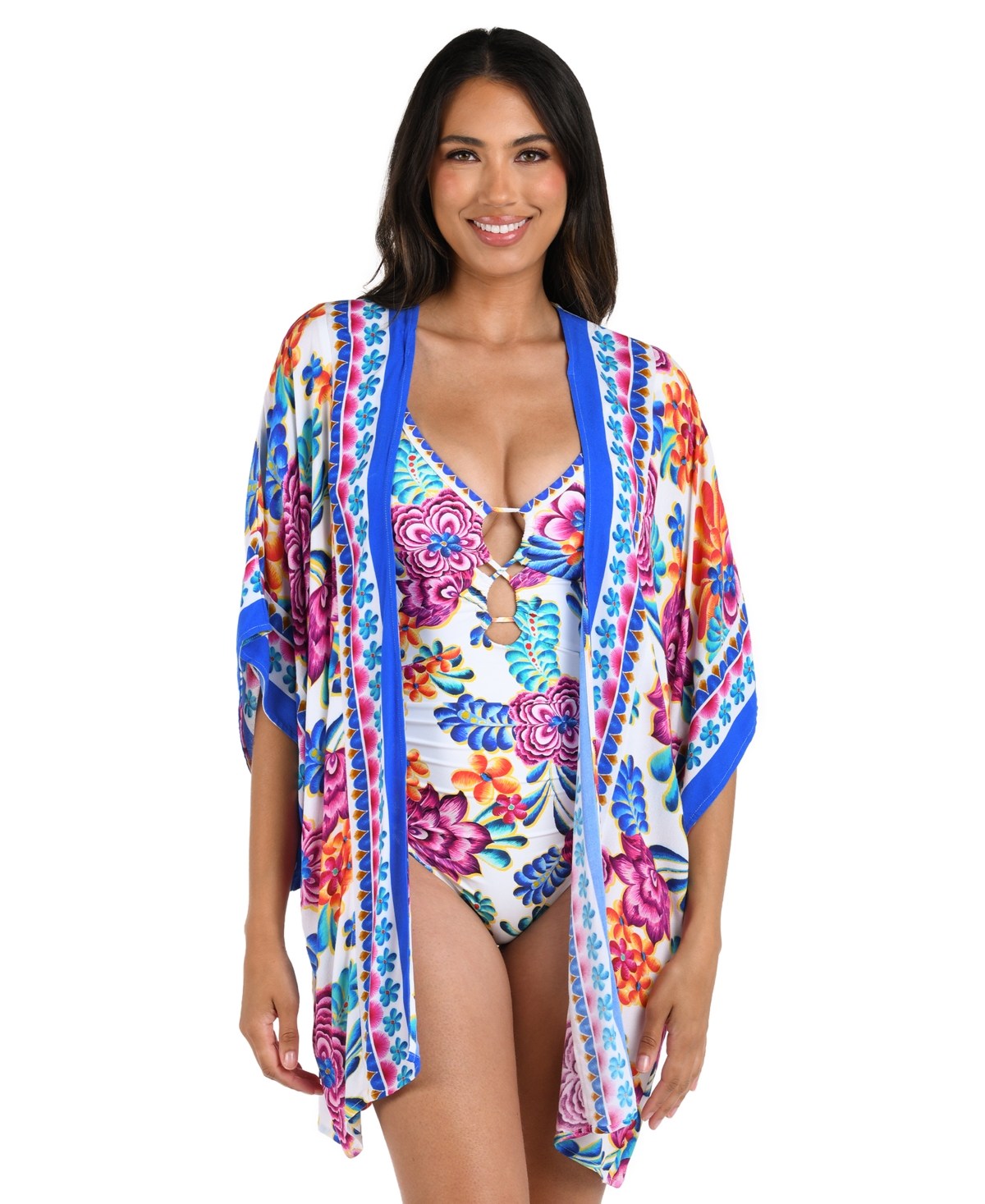 La Blanca Women's Paradiso Open-front Cover-up Kimono