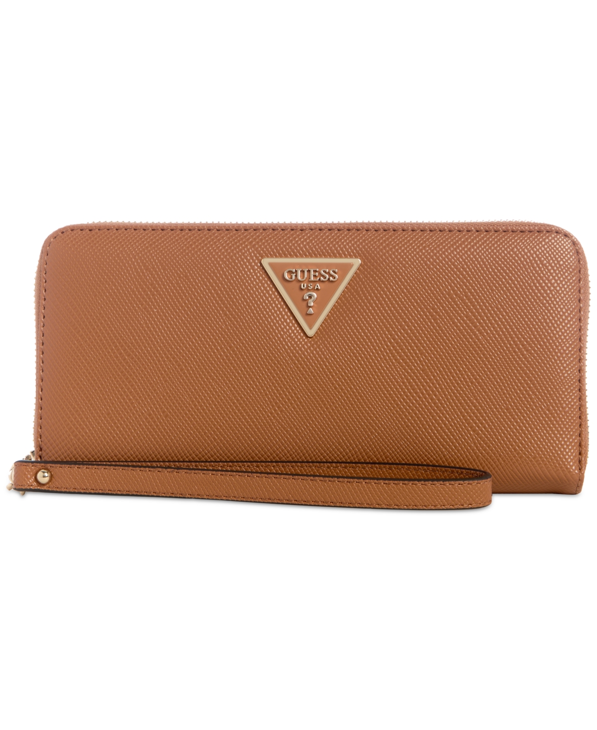 Guess Laurel Large Zip Around Wallet In Light Cognac