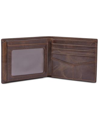 Men's Leather Wallet Derrick RFID-Blocking Bifold with Flip ID 