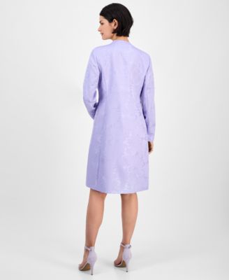 Women's One-Button Long-Sleeve Topper Jacket & Sleeveless Sheath Dress Set, Regular & Petite