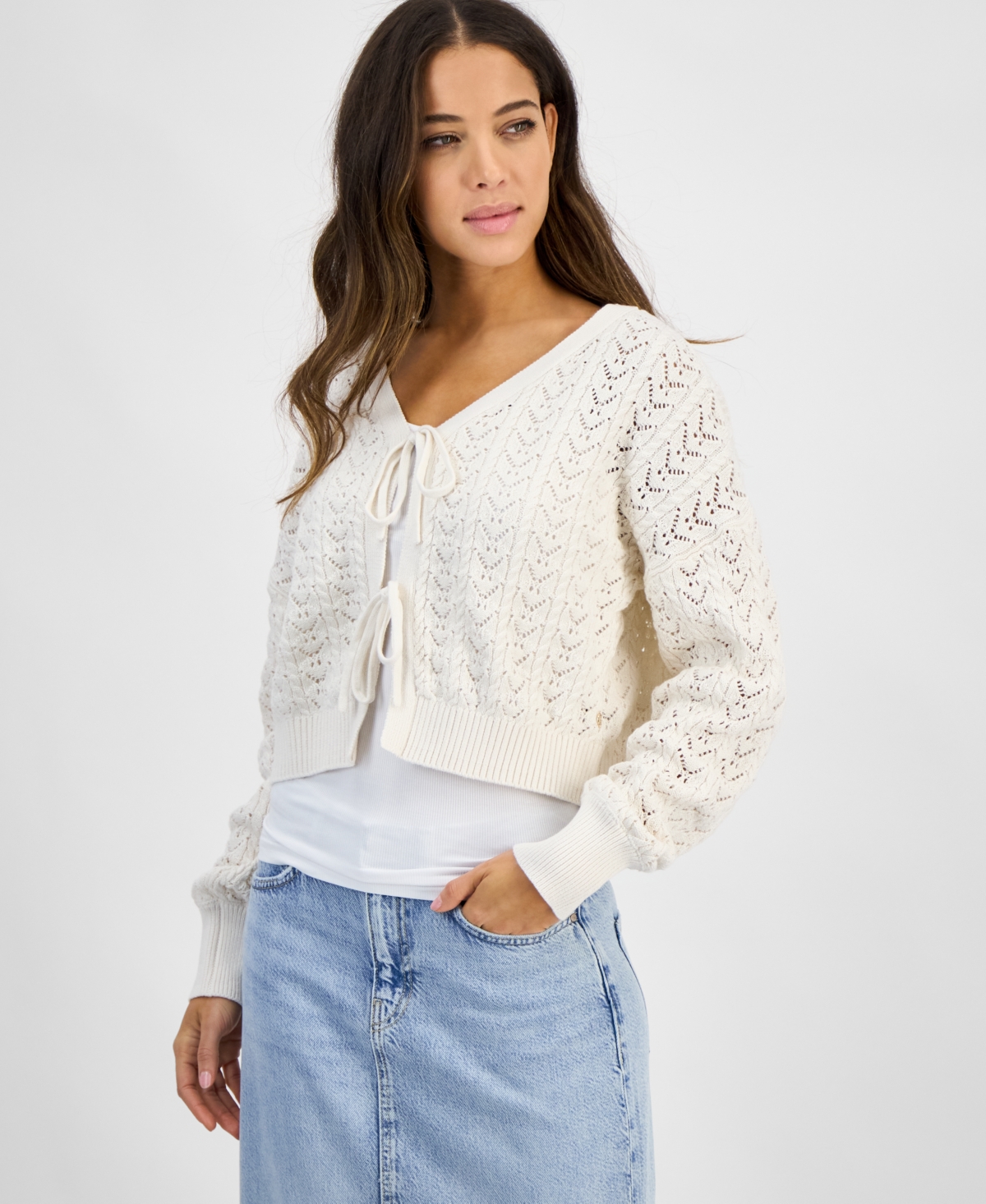 Women's Ruth Cotton Cropped Cardigan - Cream White