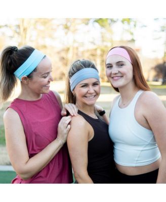Women's Pack of Wide Training Headbands - Blue + Grey + Pink
