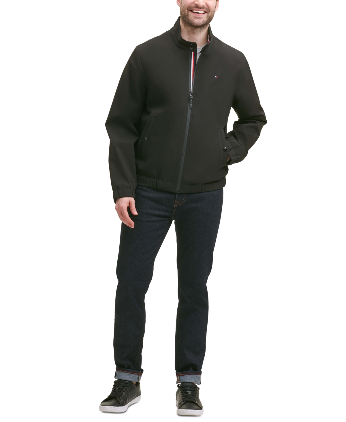 Tommy Hilfiger Men's Stand-collar Jacket In Black