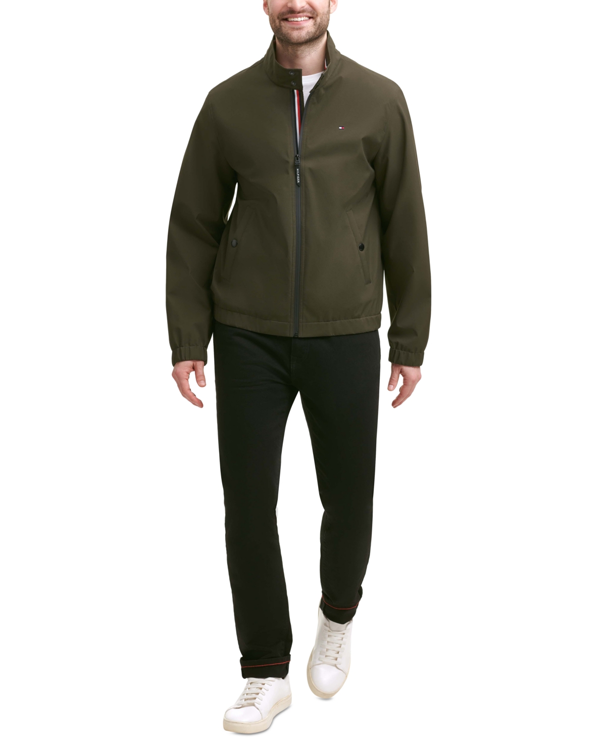Tommy Hilfiger Men's Stand-collar Jacket In Olive