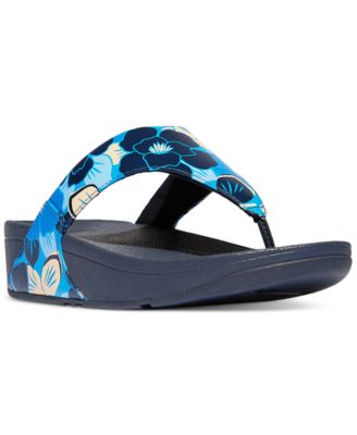 FitFlop - Women's Lulu Flowerz Leather Toe-Post Wedge Sandals