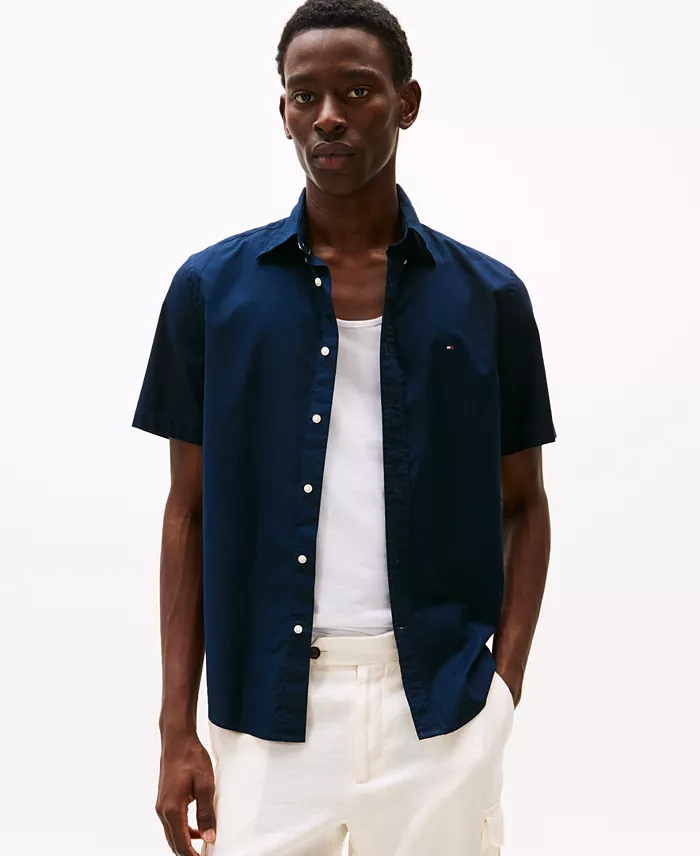 Men's Short Sleeve Flex Poplin Regular Fit Shirt - thumbnail 5