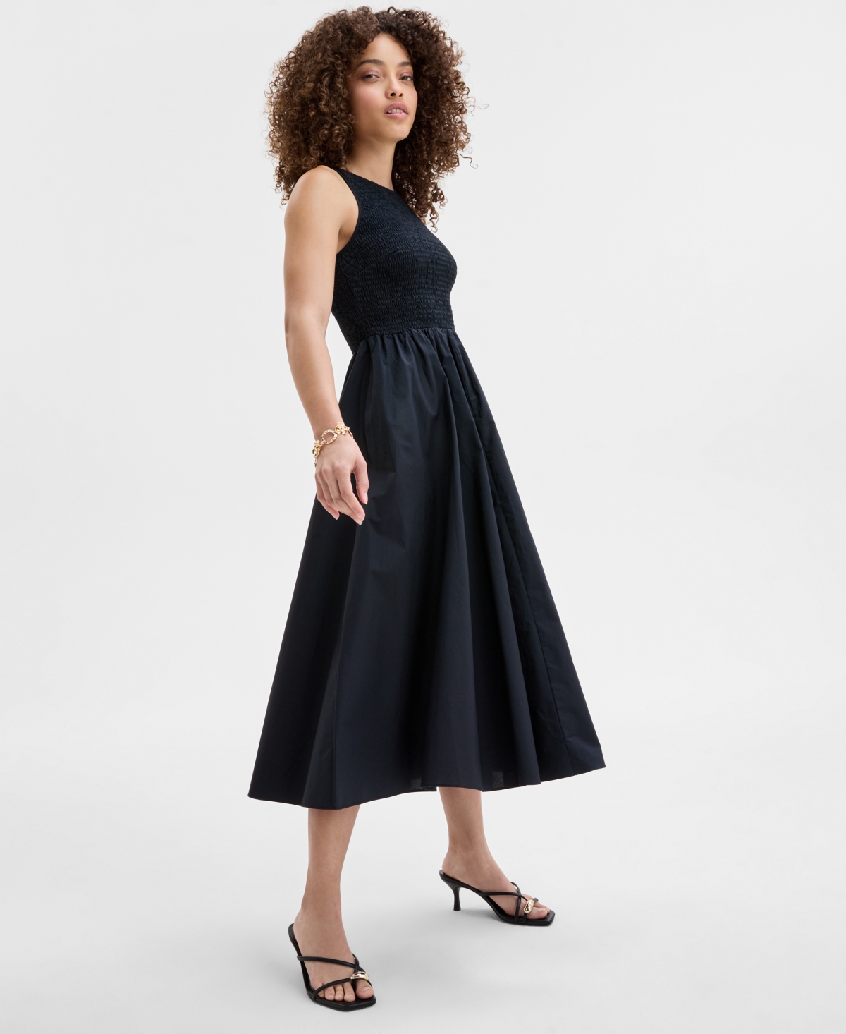 Inc International Concepts Women's Cotton Sleeveless Smocked Maxi Dress, Exclusively For Macy's In Deep Black