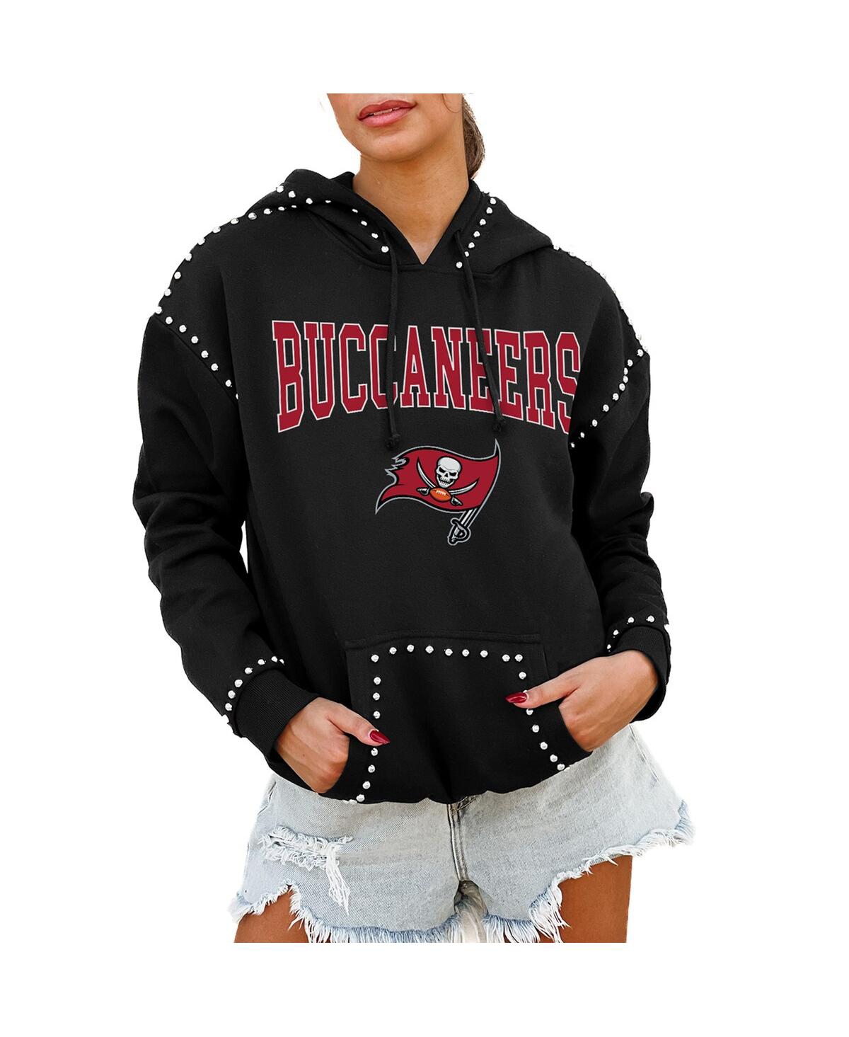 Women's Black Tampa Bay Buccaneers Catch the Vibe Studded Pullover Hoodie - Black