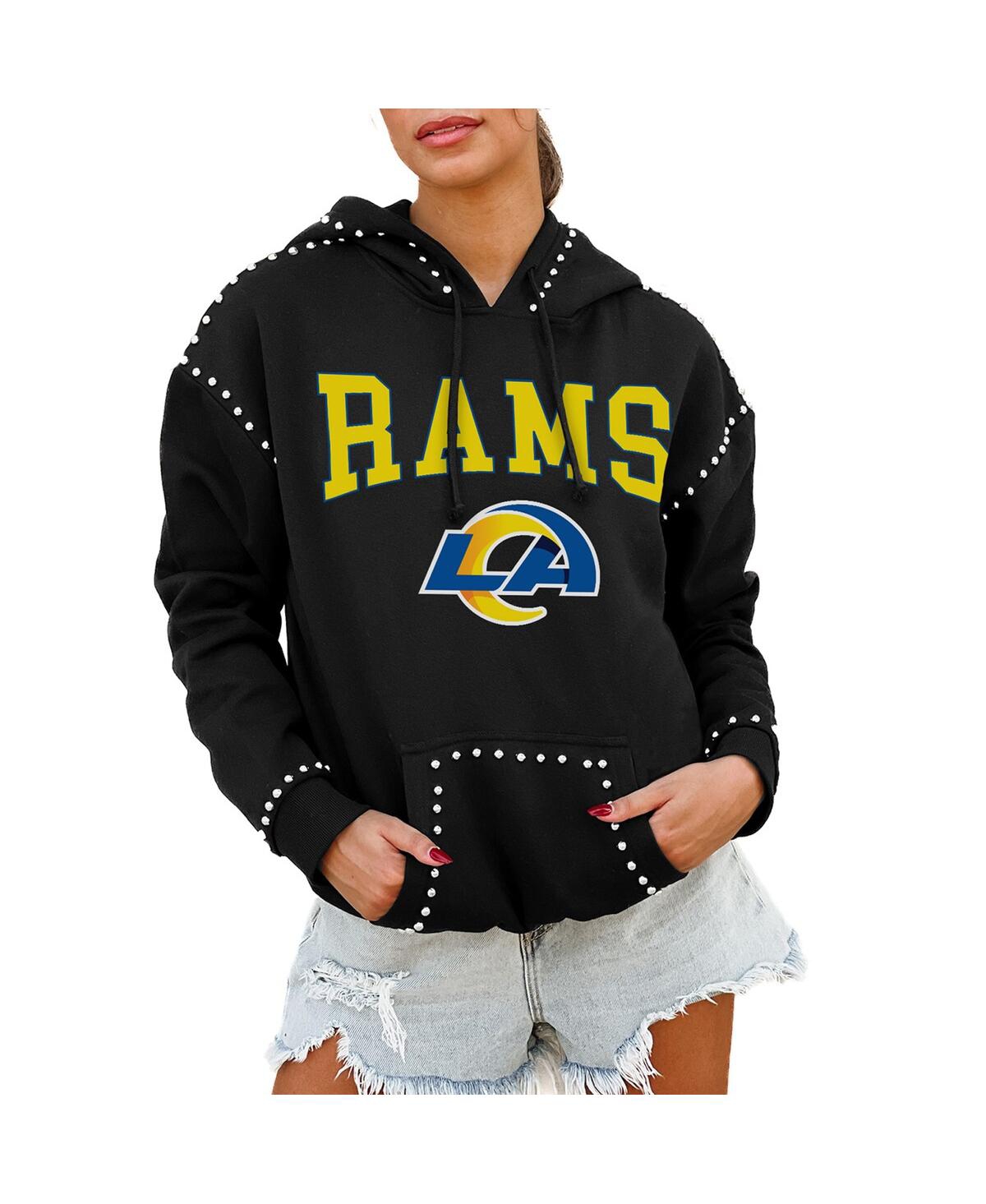 Gameday Couture Women's Black Los Angeles Rams Catch The Vibe Studded Pullover Hoodie In Black