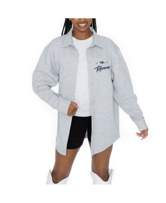 Gameday Couture - Women's Ash Baltimore Ravens Full-Button Long Sleeve Overshirt
