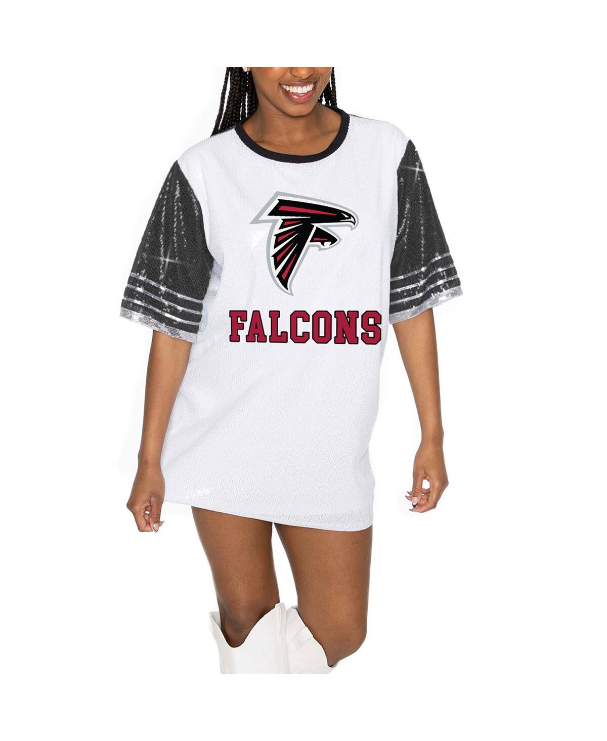 Shop Gameday Couture Women's White/black Atlanta Falcons Bling It Full Sequin Jersey Dress In Black,white